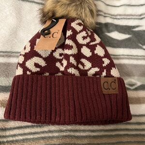 C.C Maroon and Cream Patterned Beanie